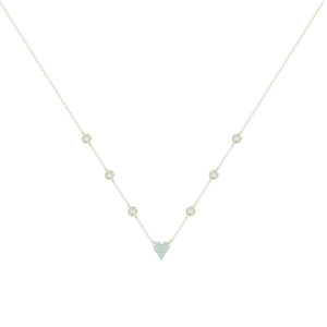 LADIES NECKLACE 0.20CT ROUND DIAMOND 14K WHITE GOLD
