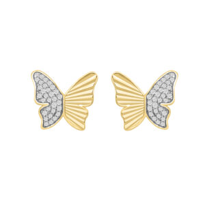 LADIES EARRINGS 0.16CT ROUND DIAMOND 10K YELLOW GOLD