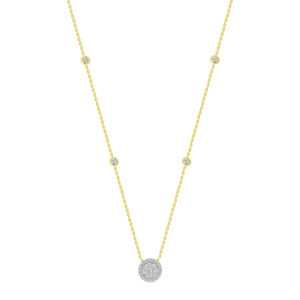 LADIES NECKLACE 0.33CT ROUND DIAMOND 14K YELLOW GOLD