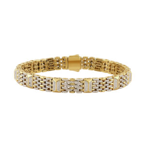 MEN'S BRACELET 2.00CT ROUND DIAMOND 10K YELLOW GOLD