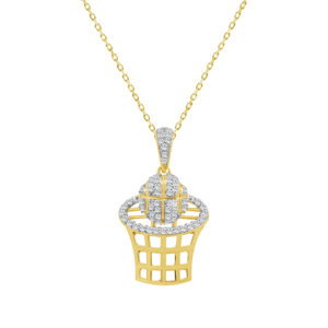 LADIES PENDANT WITH CHAIN 0.16CT ROUND DIAMOND 10K YELLOW GOLD