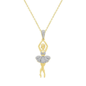 LADIES PENDANT WITH CHAIN 0.10CT ROUND DIAMOND 10K YELLOW GOLD