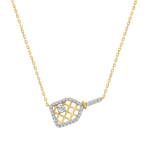 LADIES PENDANT WITH CHAIN 0.16CT ROUND DIAMOND 10K YELLOW GOLD