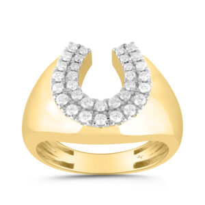 MEN'S RING 0.75CT ROUND DIAMOND 10K YELLOW GOLD