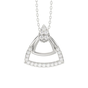 Sterling Silver Ladies 0.13CT Round Diamond Pendant With Chain Elegant Fashion Jewelry