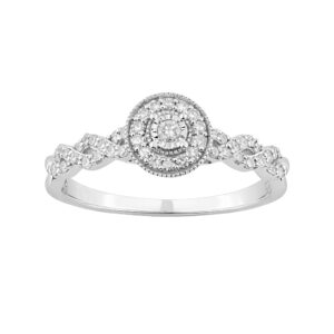 Sterling Silver Ladies 0.25CT Round Diamond Halo Ring Elegant Fashion Engagement Jewelry