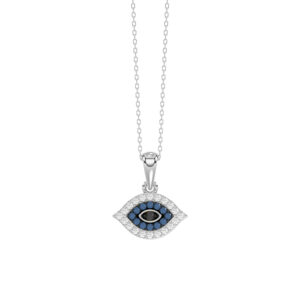 Sterling Silver Ladies 0.10CT Round, Blue & Black Diamond Pendant With Chain Fashion Jewelry Pendant
