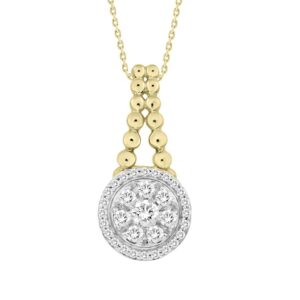 LADIES PENDANT WITH CHAIN 0.25CT ROUND DIAMOND 10K YELLOW GOLD