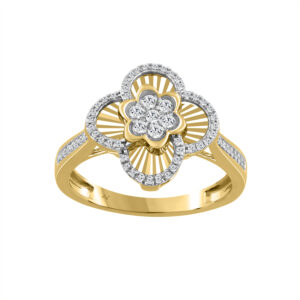 LADIES RING 0.25CT ROUND DIAMOND 14K YELLOW GOLD