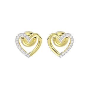 LADIES EARRINGS 0.10CT ROUND DIAMOND 14K YELLOW GOLD