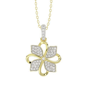 LADIES PENDANT WITH CHAIN 0.16CT ROUND DIAMOND 14K YELLOW GOLD