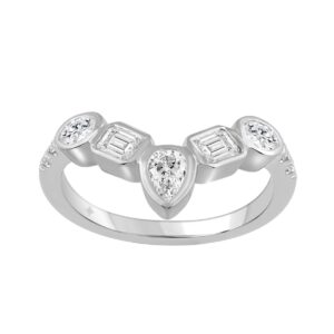 14K WHITE GOLD 1.00CT ROUND/EMERALD/OVAL/PEAR DIAMOND LADIES BAND (PEAR 1/5CT EMERALD 1/3CT OVAL 1/3CT)