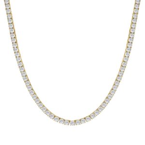 14K YELLOW GOLD 12.00CT ROUND DIAMOND MEN'S NECKLACE