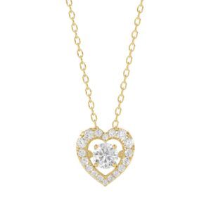 LADIES DANCING DIAMOND PENDANT WITH CHAIN 3/4CT ROUND DIAMOND 14K YELLOW GOLD (CENTER STONE ROUND DIAMOND 1/2CT)