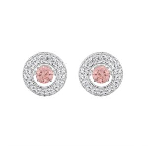 ETERNAL BLUSH COLLECTION 14K WHITE GOLD 1.00CT ROUND DIAMOND LADIES EARRING (ROUND PINK )