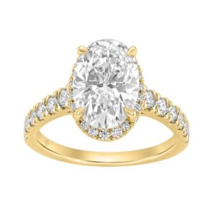 14K Yellow Gold 4 3/4Ct Oval Cut Lab-Grown Diamond Engagement Ring With Hidden Halo Round & Oval Bridal Ring Set For Women 4Ct Oval Center Stone (Colo