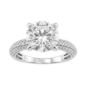4 1/3Ct Round Brilliant Diamond Ring In 14K White Gold Elegant Ladies Engagement Ring 4Ct Round Center Stone (Color F-G -Clarity Vs1/Vs2)