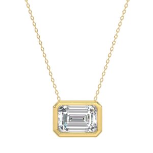 LADIES SOLITAIRE PENDANT 2CT EMERALD DIAMOND 14K YELLOW GOLD