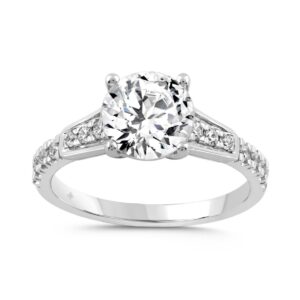 LADIES RING 2 1/4CT ROUND DIAMOND 14K WHITE GOLD (CENTER STONE ROUND DIAMOND 2.00CT)