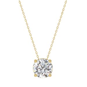 LADIES SOLITAIRE PENDANT WITH UNDER-PASS CHAIN 1 1/2CT ROUND DIAMOND 14K YELLOW GOLD
