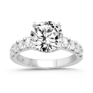 LADIES RING 4CT ROUND DIAMOND 14K WHITE GOLD (CENTER STONE ROUND DIAMOND 3CT )