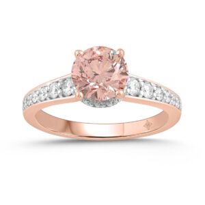 LADIES RING 2CT ROUND DIAMOND 14K WHITE/ROSE GOLD (CENTER STONE PINK ROUND DIAMOND 1 1/2CT )