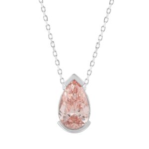 ETERNAL BLUSH COLLECTION 2.00CT LADIES SOLITAIRE PENDANT WITH CHAIN PEAR DIAMOND 14K WHITE GOLD (CENTER STONE PINK PEAR DIAMOND 2.00CT)