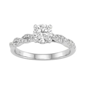 1 1/2Ct Round Lab-Grown Diamond Engagement Ring In 14K White Gold Ladies Bridal Ring 3/4Ct Round Center Stone (Color F-G -Clarity Vs1/Vs2)