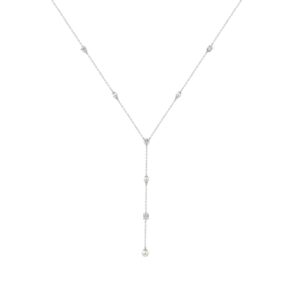 10K White Gold Lab Brown Diamond Necklace 1/2Ct Round Pear Oval Cut Drop Necklace For Ladies, Elegant Modern Jewelry (Color F-G -Clarity Vs1/Vs2)