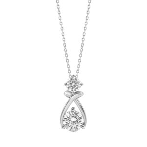 Elegant 14K White Gold Lab Created Diamond Ladies Pendant 1.00Ct Round Cut Infinity Twist Pendant For Her (Color F-G -Clarity Vs1/Vs2)