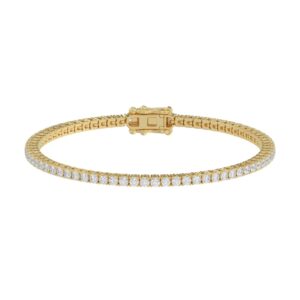 18K YELLOW GOLD 3.00CT ROUND DIAMOND LADIES TENNIS BRACELET (TALON CLAWS LOCK)