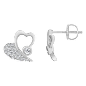 LADIES EARRINGS 0.20CT ROUND DIAMOND 10K WHITE GOLD