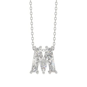 14K WHITE GOLD 1 5/8CT FANCY CUT ALPHABET DIAMOND LADIES PENDANT WITH CHAIN