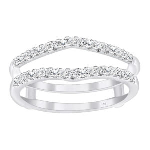 LADIES WRAP RING 0.25CT ROUND DIAMOND 14K WHITE GOLD