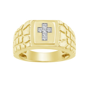 “Elegant Men’S Fashion Ring 0.10Ct Round Diamond Yellow Gold Luxury Statement Jewelry For Men