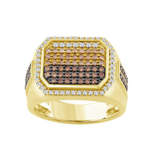 “Ladies Fashion Ring 1.00Ct Round/Dark Brown Diamond 10K Yellow Gold Statement Jewelry For Women