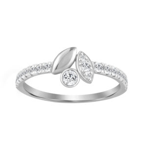Elegance Ladies Round Diamond Cluster Fashion Ring In 10K White Gold – Marquise Design