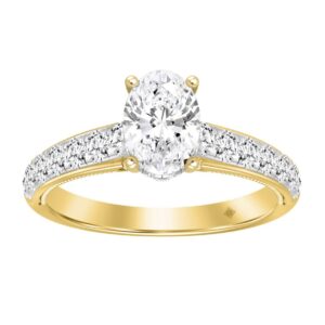 LADIES RING 1 3/4CT ROUND/OVAL DIAMOND 14K YELLOW GOLD (CENTER STONE OVAL DIAMOND 1CT )