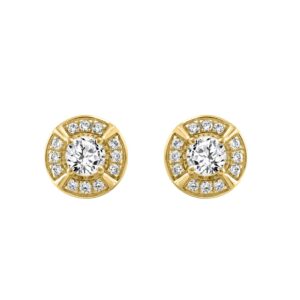 10K YELLOW GOLD 1.00CT ROUND DIAMOND LADIES EARRING