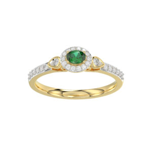 0.33ct Round/Oval Emerald diamond 14k Ladies Fashion Ring  0.15CT Center stone Oval Emerald Diamond)