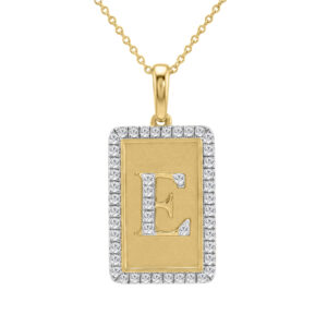 10K Yellow Gold letter 'E' Fashion Pendant With Chain - 0.20 CT Round Diamond Ladies Jewelry Gift