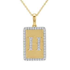 10K Yellow Gold letter 'H' Fashion Pendant With Chain - 0.20 CT Round Diamond Ladies Jewelry Gift
