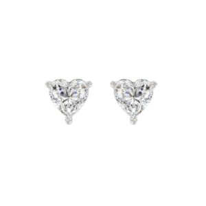 14K WHITE GOLD 2CT HEART DIAMOND LADIES SOLITAIRE EARRINGS