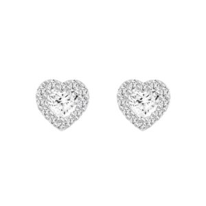 14K WHITE GOLD1 3/8CT ROUND / HEART DIAMOND LADIES EARRINGS (CENTER STONE HEART DIAMOND 1CT )