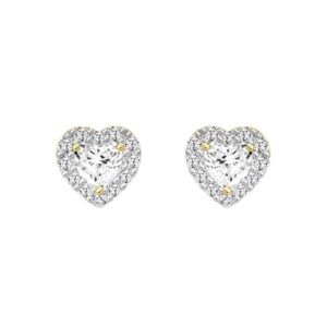 14K YELLOW GOLD1 3/8CT ROUND / HEART DIAMOND LADIES EARRINGS (CENTER STONE HEART DIAMOND 1CT )