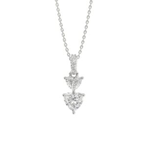 LADIES PENDANT 7/8CT ROUND/HEART DIAMOND 14K WHITE GOLD WITH CHAIN