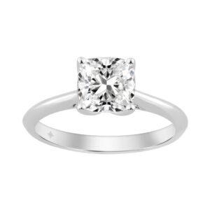 14K WHITE GOLD 1 1/2CT CUSHION DIAMOND LADIES RING
