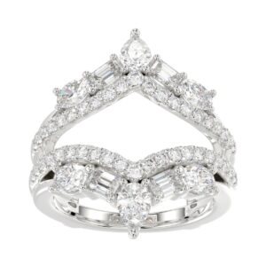 14K WHITE GOLD 1 3/4CT ROUND/EMERALD/PEAR/OVAL DIAMOND LADIES RING