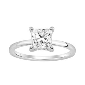 14K WHITE GOLD 1 5/8CT ROUND/PRINCESS DIAMOND LADIES RING (CENTER STONE PRINCESS DIAMOND 1 1/2CT)