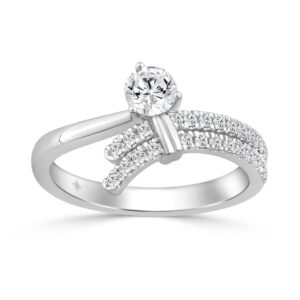14K WHITE GOLD 1/2CT ROUND DIAMOND LADIES RING